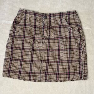 Hollister Plaid Mini Skirt - Tan with Navy